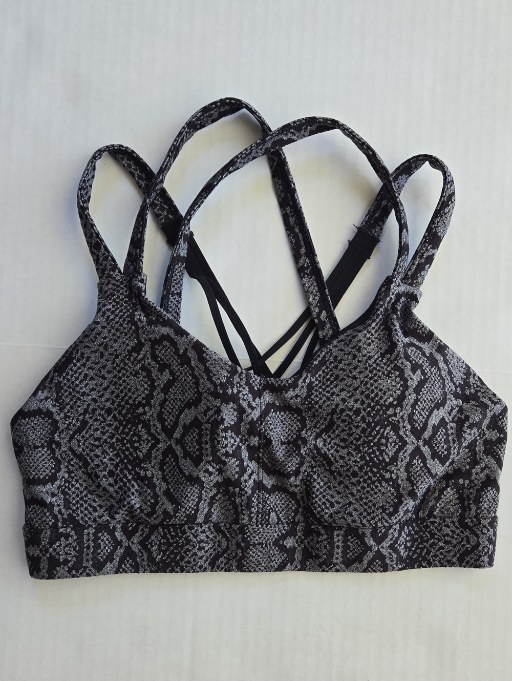 Champion Black Snake-Print Strappy Sports Bra, Small